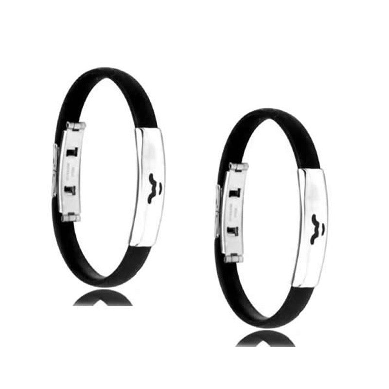 Rubber Silver Wristbands Bracelets mj-