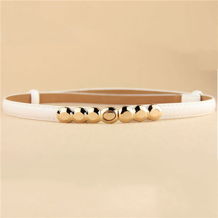 Decorative Gold Tone Alloy Buckle Thin Belt For Women