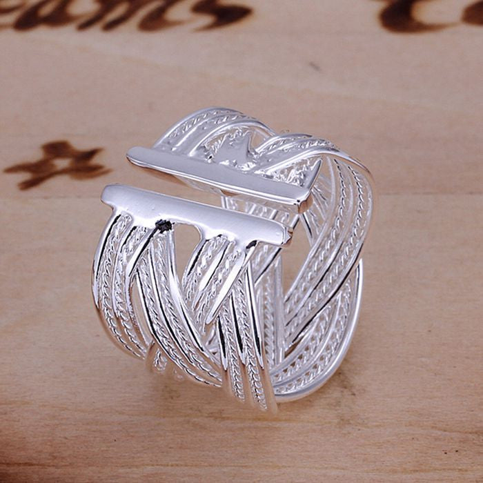 Big Net Weaving Silver Jewelry Ring wr- mj-