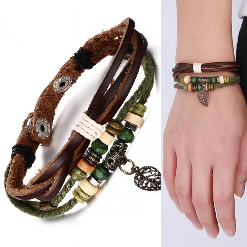 Anchor Charm Leather Bracelets mj-