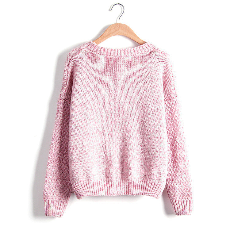 Warm 3D Wave Knit Pullovers Loose Long Sleeve Sweaters For Women