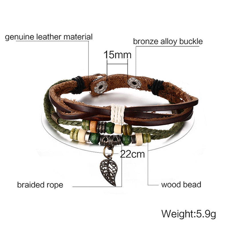 Anchor Charm Leather Bracelets mj-