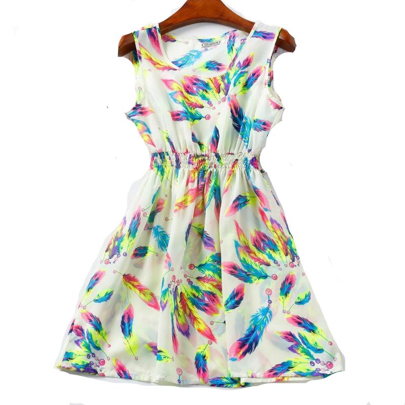 Tank Chiffon Beach Floral Fashion Sleeveless Mini Dresses in 21 Colors
