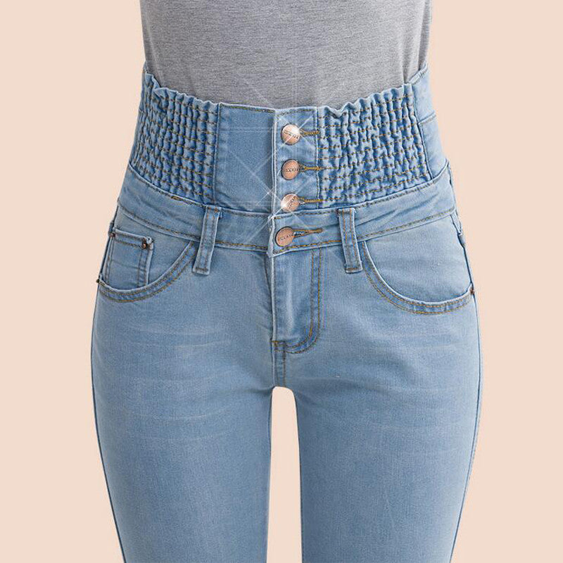 High Waist Elastic Skinny Women Denim Long Pencil Pants