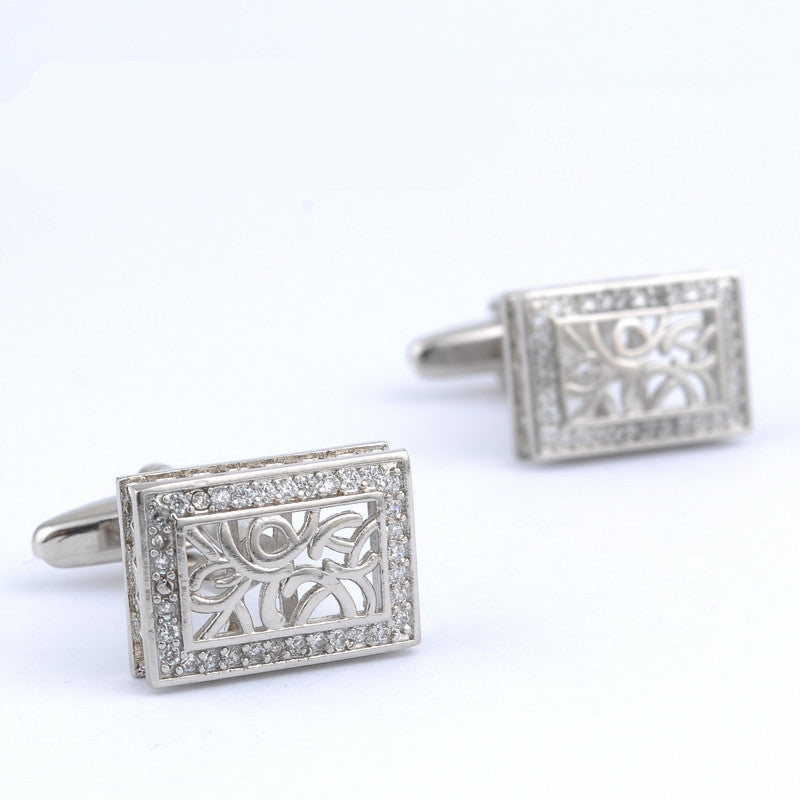 Men's Nickel-Colored Zircon Cufflinks