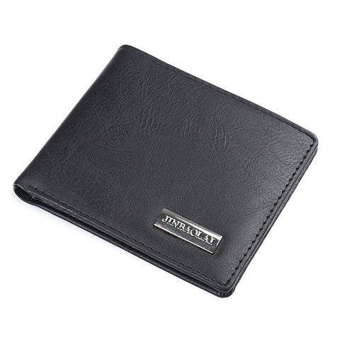 Black Leather Credit/ID Card Holder Men's Wallet