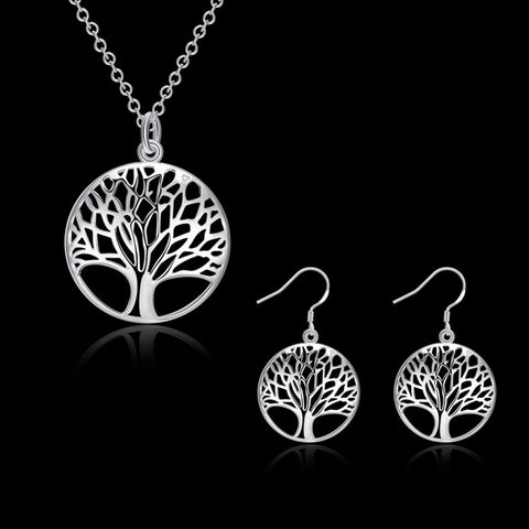 Silver Tree Of Life Jewelry Sets Necklaces And Earrings