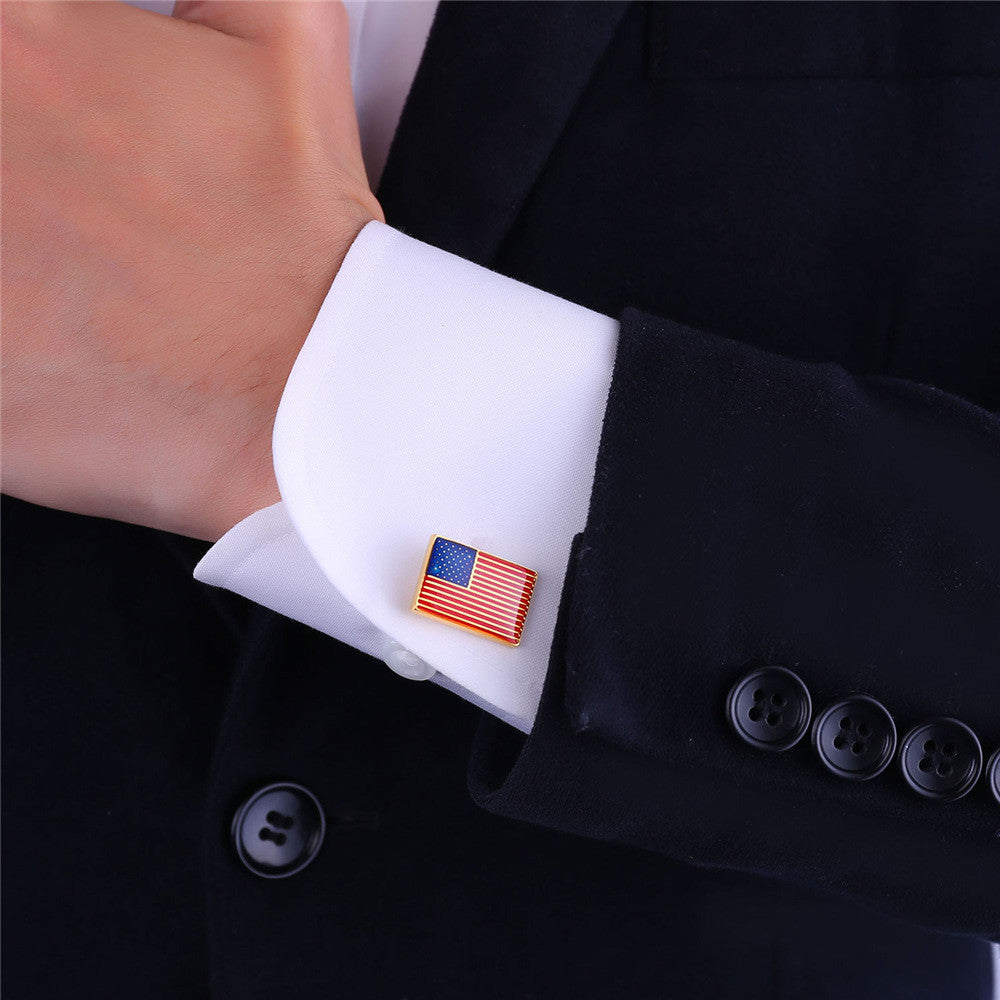 USA Flag Fashion Gold Plated Cufflinks