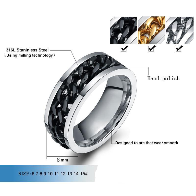 Chain Ring For Men Titanium Steel Metal Finger Jewelry mj-