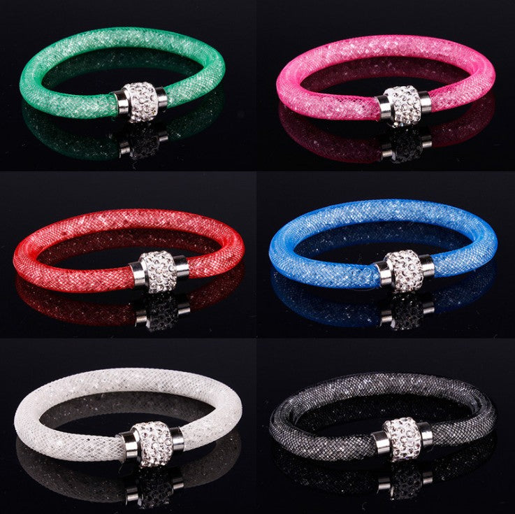 Hot Dust Net Binary Crystal Bracelets