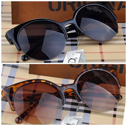 Cat Eye Sunglasses for Women Vintage Semi-Rimless