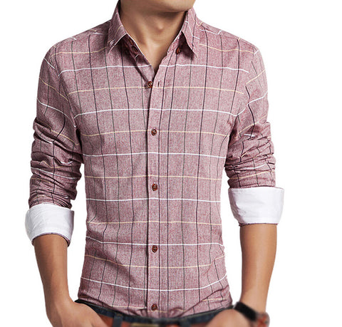 High Quality Light Plaid Business Casual Shirts for Men