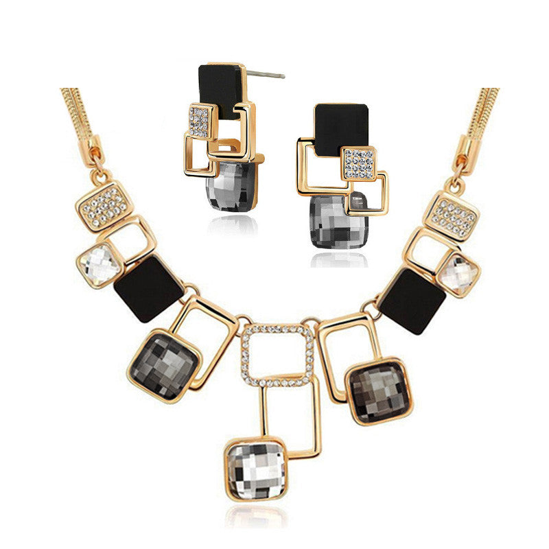 Necklaces Earrings Gold Plated Filled Crystal Jewelry sets