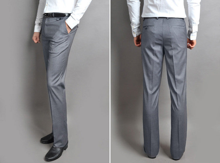 Slim Fit Formal Dress Pants Straight Suit Trousers in 2 Colors Gray Black