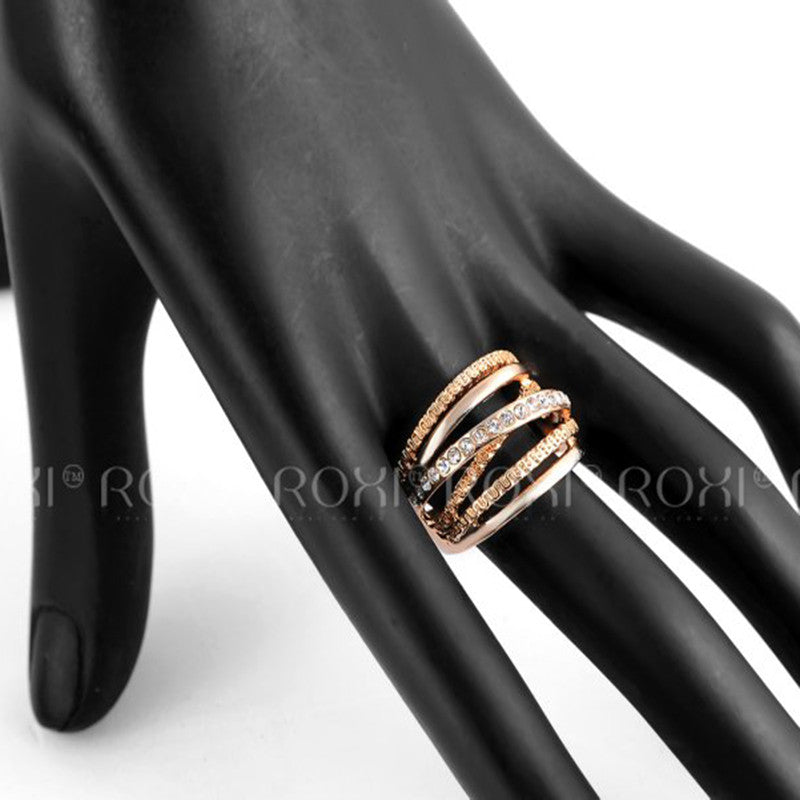 Rose Gold Plated Zirconia Classic Rings wr-