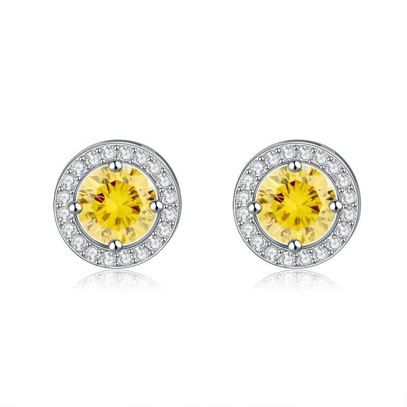 Crystal Stud Earrings With Platinum Plated