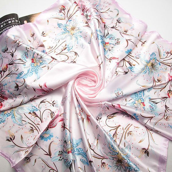 Polyester Silk Flowers Design Scarves