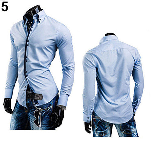 Casual Stylish Slim Fit Long Sleeve Dress Shirt for Men