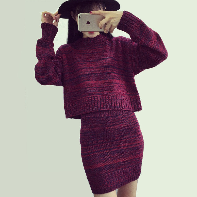 Fashion Suits For Women Sweater Set Tops+Short Skirts