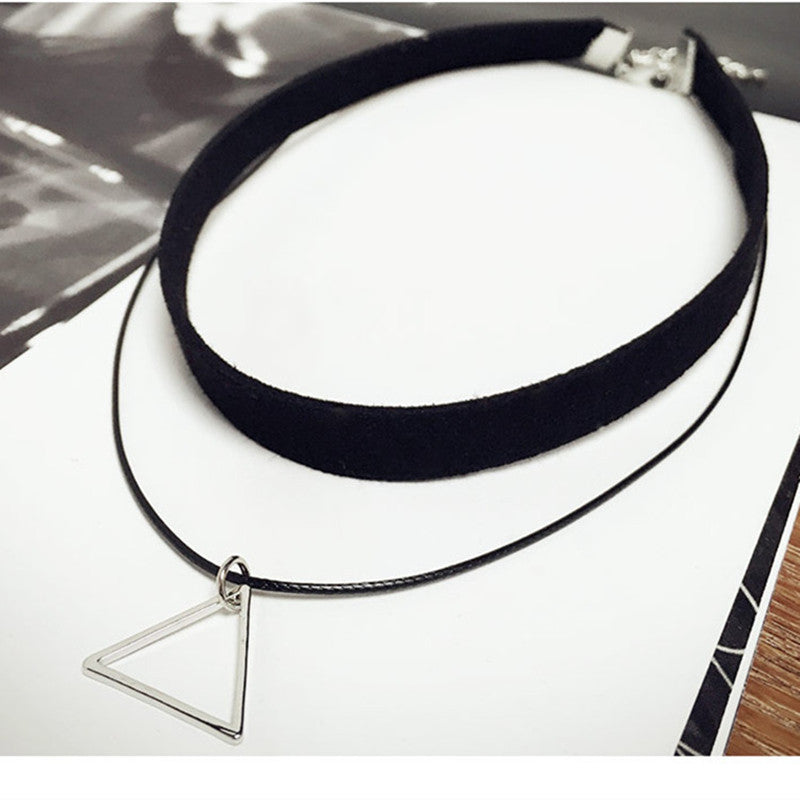 Multilayer Chokers Necklaces For Women Triangle Geometric Pendants