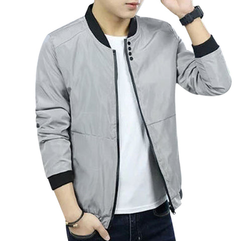 Slim Collar Fashion Zipper Basic Casual Jacket for Men