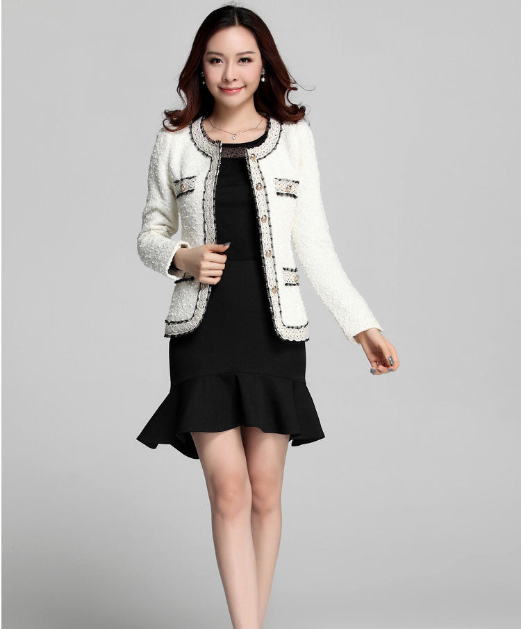 Formal Work Wear Women Blazer in White & Black