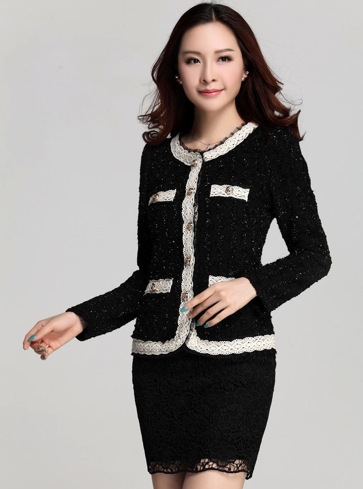 Formal Work Wear Women Blazer in White & Black