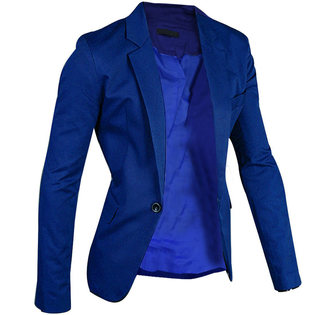 Notched Lapel One Button Closure Casual Blazer for Men
