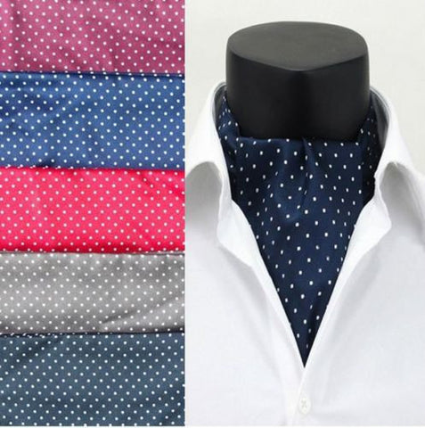High Quality Fashion Polka Dot Long Silk Cravat Ascot Ties for Men