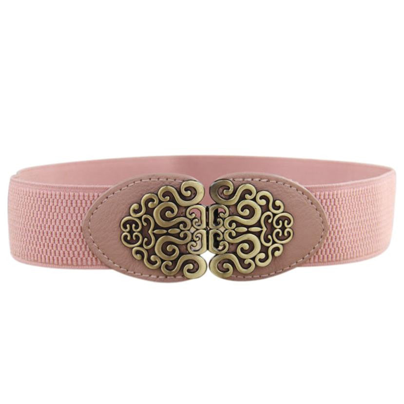 Flower Design Automatic Buckle Elastic Belt For Women