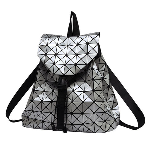 Geometric Plaid Sequin Women Backpack bwb