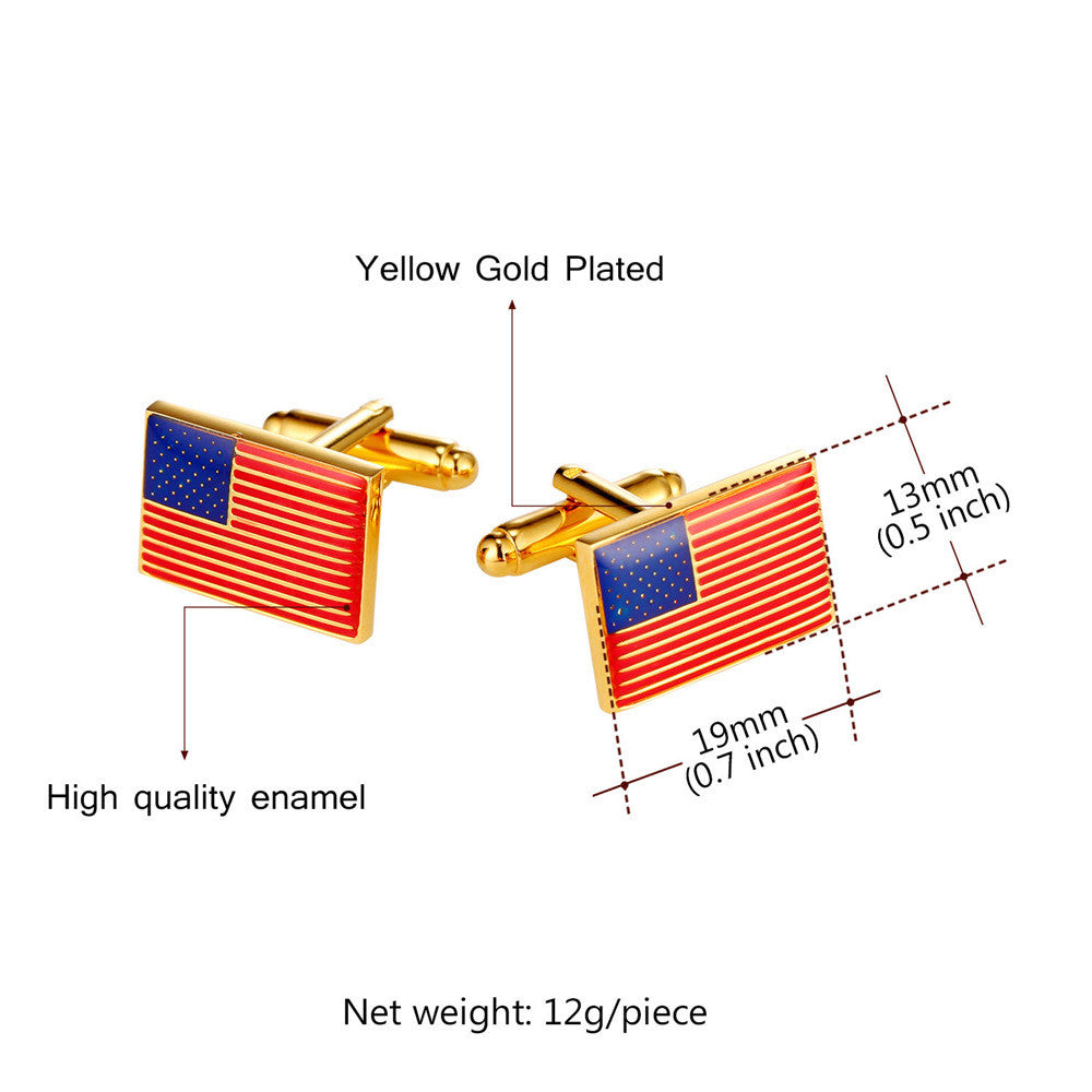USA Flag Fashion Gold Plated Cufflinks