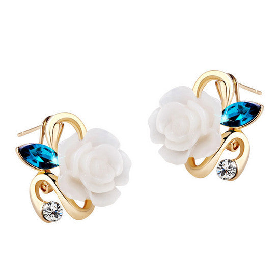Classic Gold Plated Crystal Stud Earrings