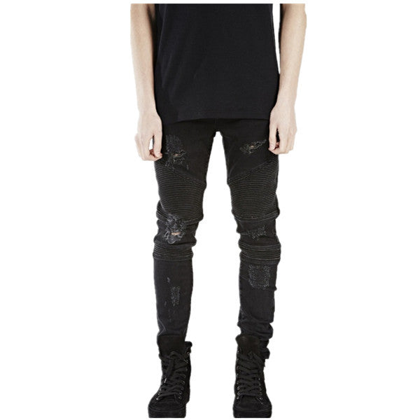 Straight Destroyed Slim Ripped Jeans For Men