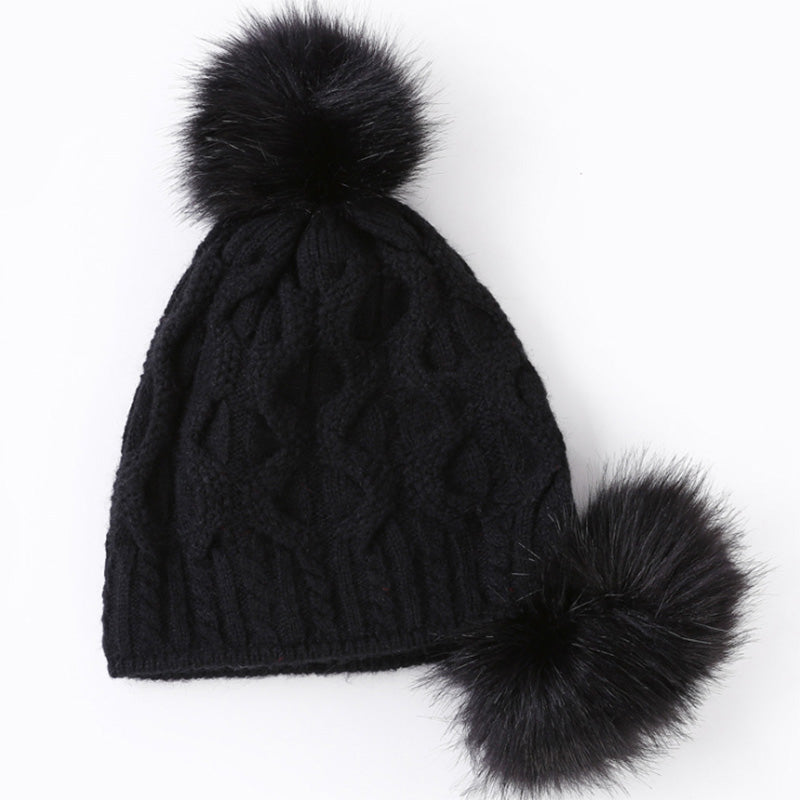 Winter Beanie Hats for Women Rabbit Fur Knitted Caps