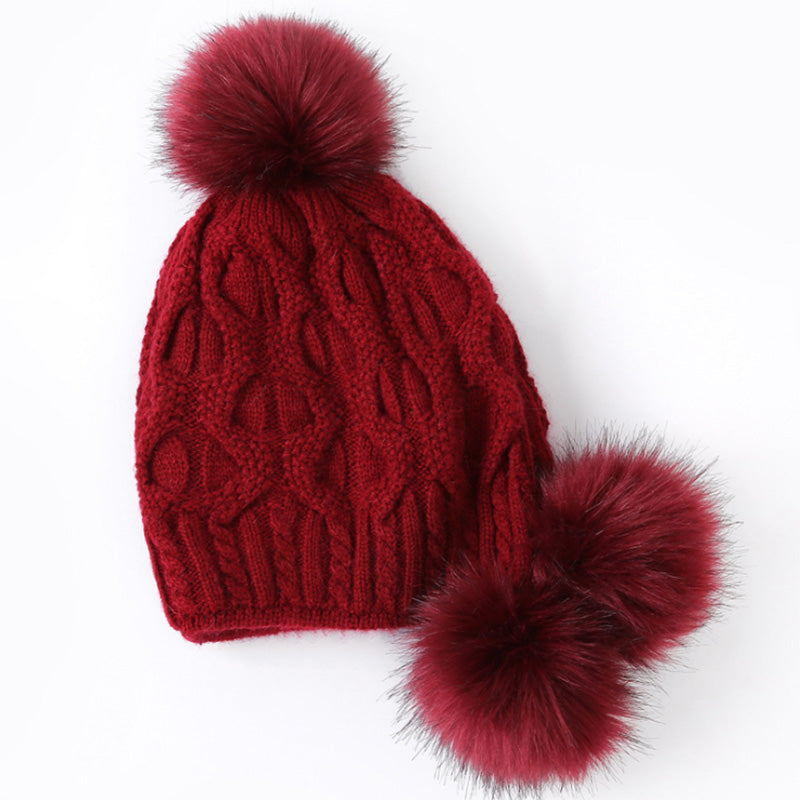 Winter Beanie Hats for Women Rabbit Fur Knitted Caps