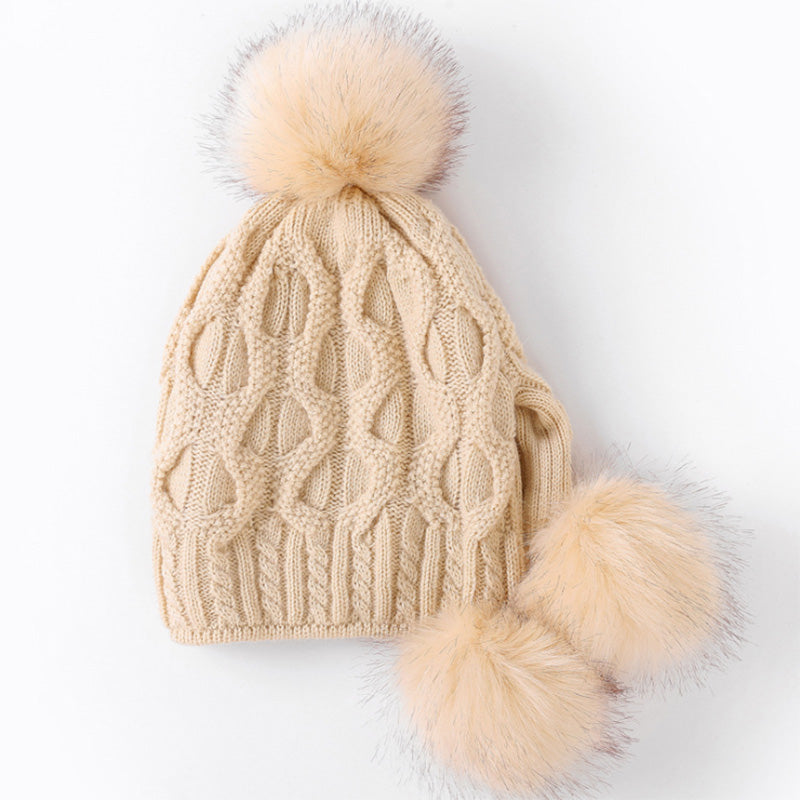 Winter Beanie Hats for Women Rabbit Fur Knitted Caps