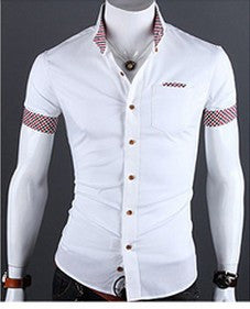 Summer Fashion Slim Fit Plaid Patchwork Short Sleeves Shirt for Men