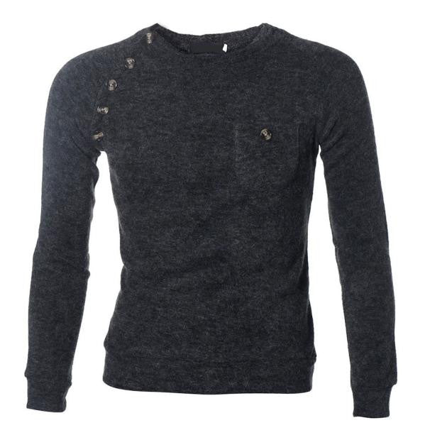 Autumn Winter Fashion Solid O-Neck Button Sweater For Men