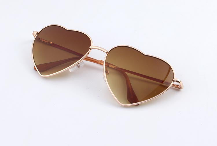Heart Shaped Sunglasses for Women Metal Reflective Lenses