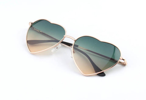 Heart Shaped Sunglasses for Women Metal Reflective Lenses