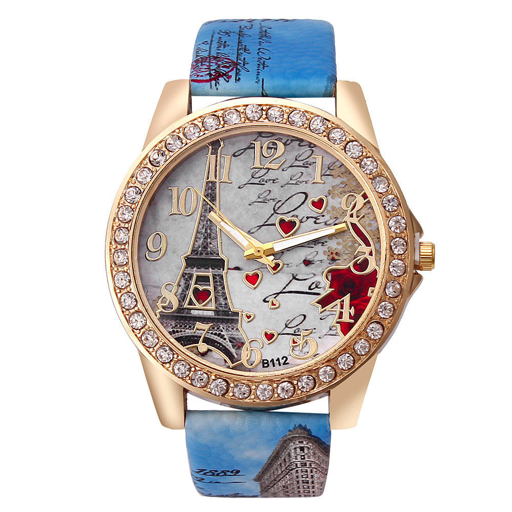 Tower Pattern Diamond Dial Watches For Women ww-d