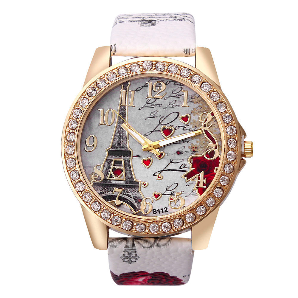 Tower Pattern Diamond Dial Watches For Women ww-d