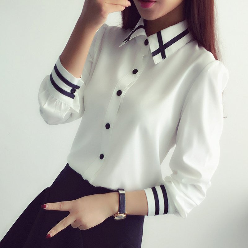 Elegant Long Sleeve Ladies Office Shirt Formal Tops