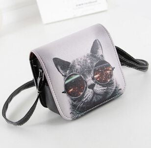 Cat Wearing Big Glasses & Many Printed Design Handbags bws