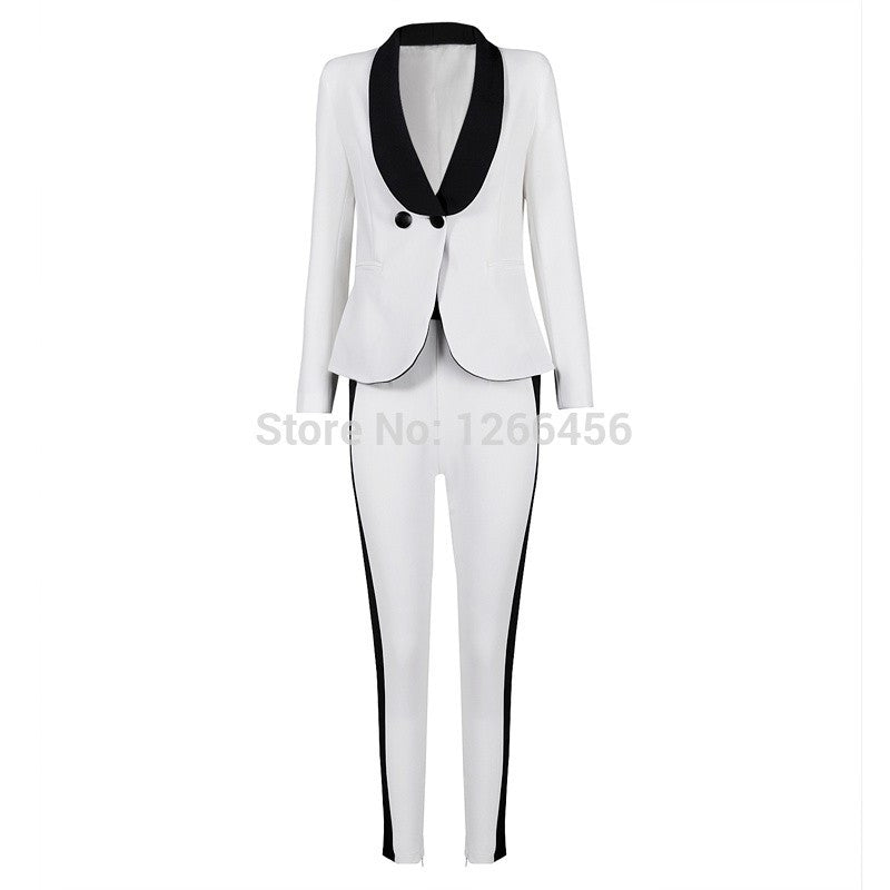 Elegant White Formal Two Piece Business Suits for Women