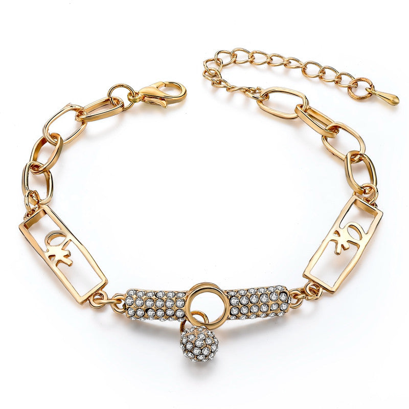 Beautiful Gold Leaf Bracelets With Luxury Crystal For Women