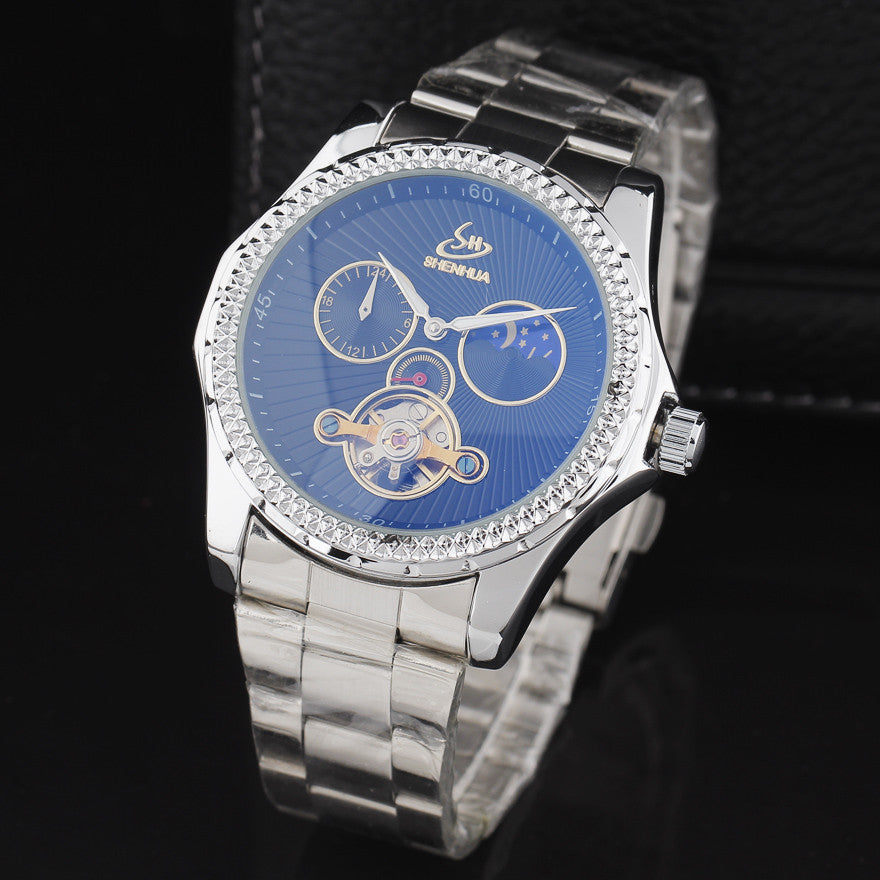 Luxury Mechanical Tourbillon Moon Phase Automatic Watch wm-m