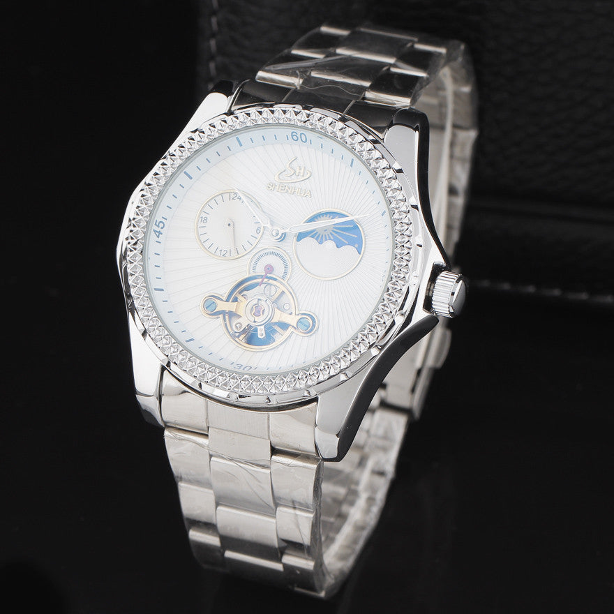 Luxury Mechanical Tourbillon Moon Phase Automatic Watch wm-m