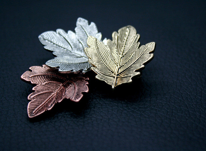 Vintage Pin Maple Leaf Brooch Gold Silver Plated